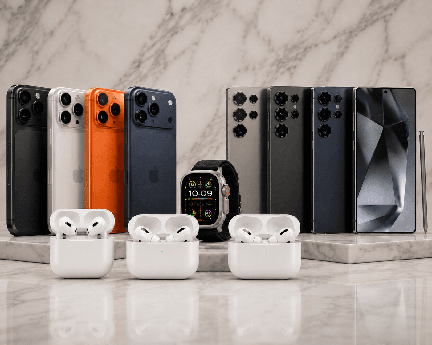 Premium Apple & Samsung devices β AirPods, iPhone, Apple Watch, Samsung S25 Ultra
